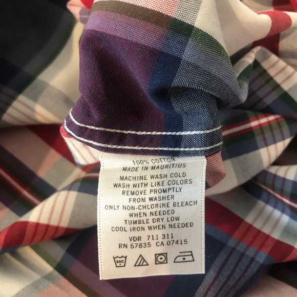 Nautica Men’s Big and Tall red, white and blue plaid button down shirt . - Picture 9 of 9